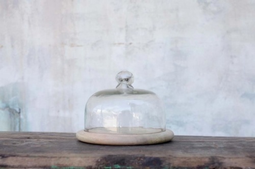 Recycled Glass Bell Dome & Platter by Nkuku